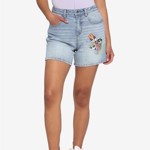 Powerpuff Girls Embroidered Denim Shorts Cartoon Network